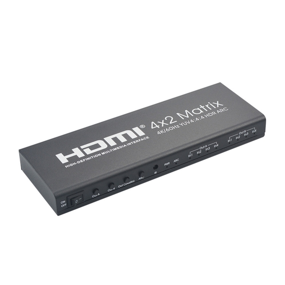 For HDMI 2.0 4X2 Array Support 4K/60 YUV4:4:4 HDR ARC Infrared Remote Control Without Battery black - Image 2