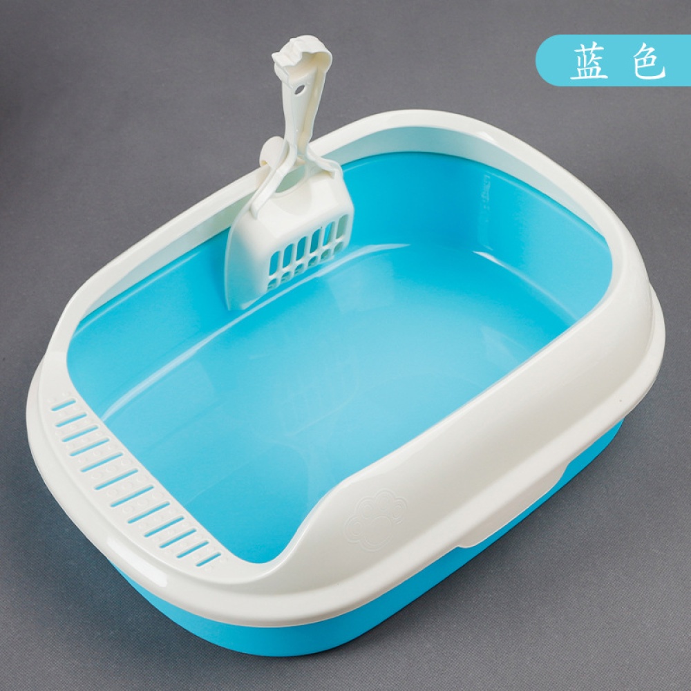 New Heightened Crack-Proof Polyester Pet Litter Box For Cat Kitten Indoor Toilet blue