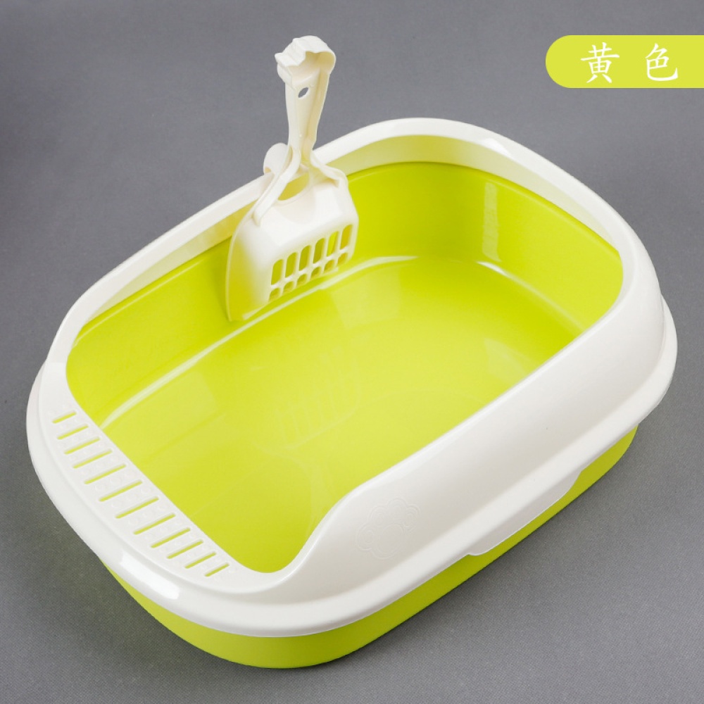 New Heightened Crack-Proof Polyester Pet Litter Box For Cat Kitten Indoor Toilet yellow