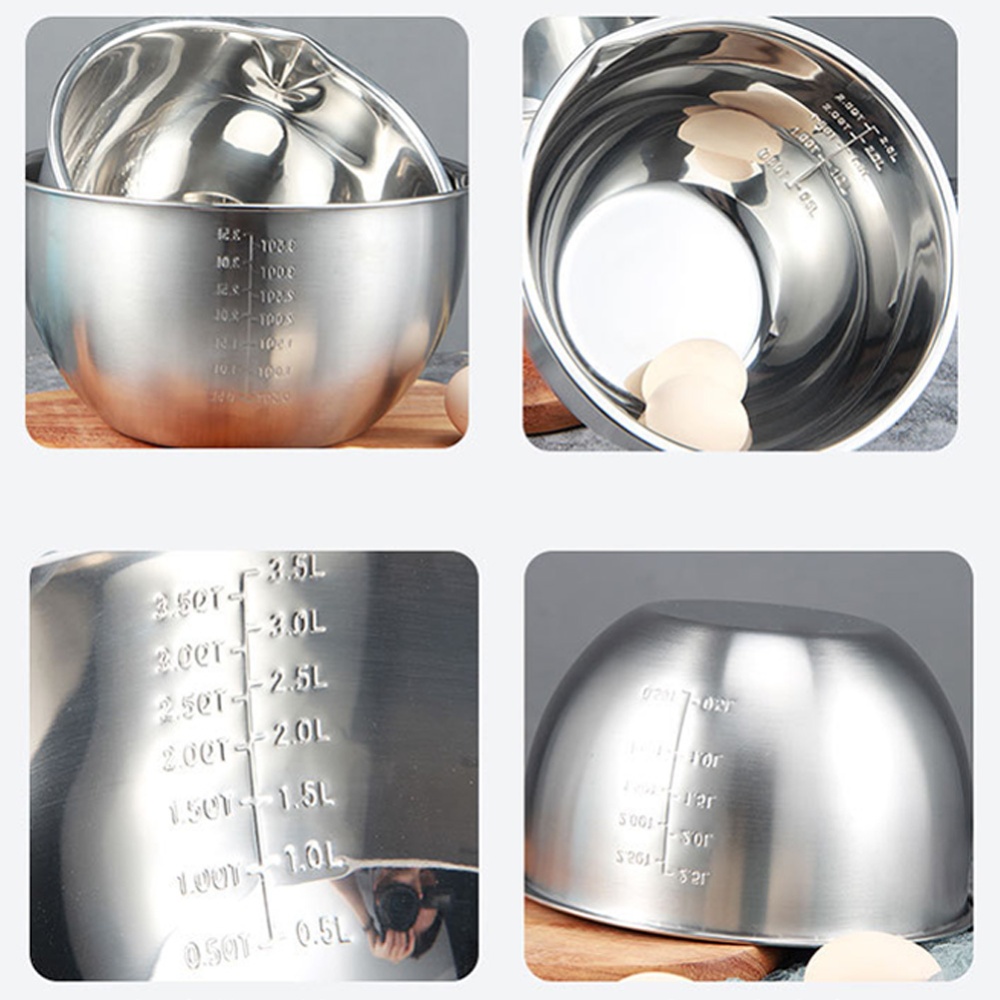 Stainless Steel Mixing Bowls Non Slip Whisking for Salad Cooking Baking steel_Inner diameter 22cm - Image 3