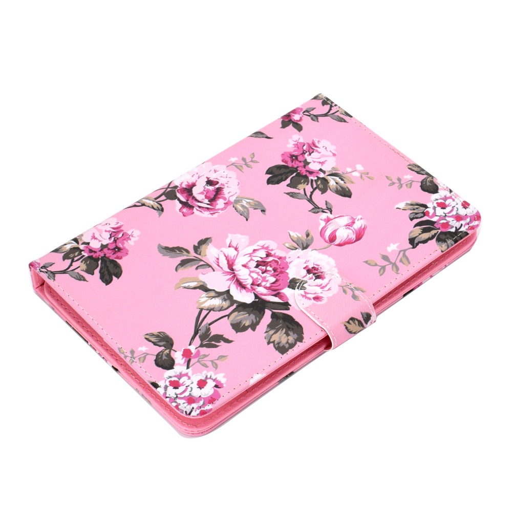 Universal Laptop Protective Case 7Inches Color Painted PU Cover with Front Snap Pink flower - Image 2