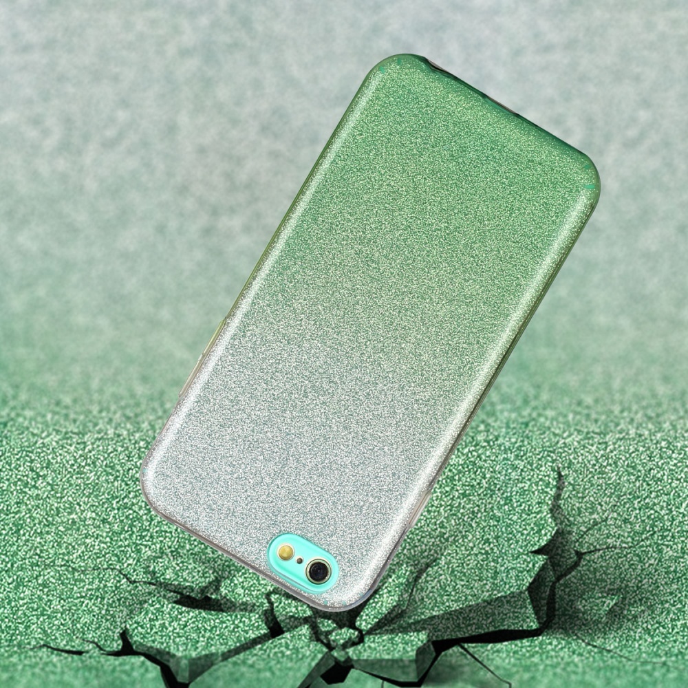 For iphone 6/6S/6 plus/6S plus/7/8/SE 2020 Phone Case Gradient Color Glitter Powder Cover with Airbag Bracket green - Image 2