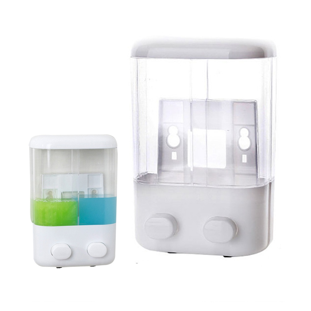 Shampoo Soap Dispenser Shower Washroom Double Gel Liquid Wall Mounted Pump Body Lotion 1000ml Hand Wash white