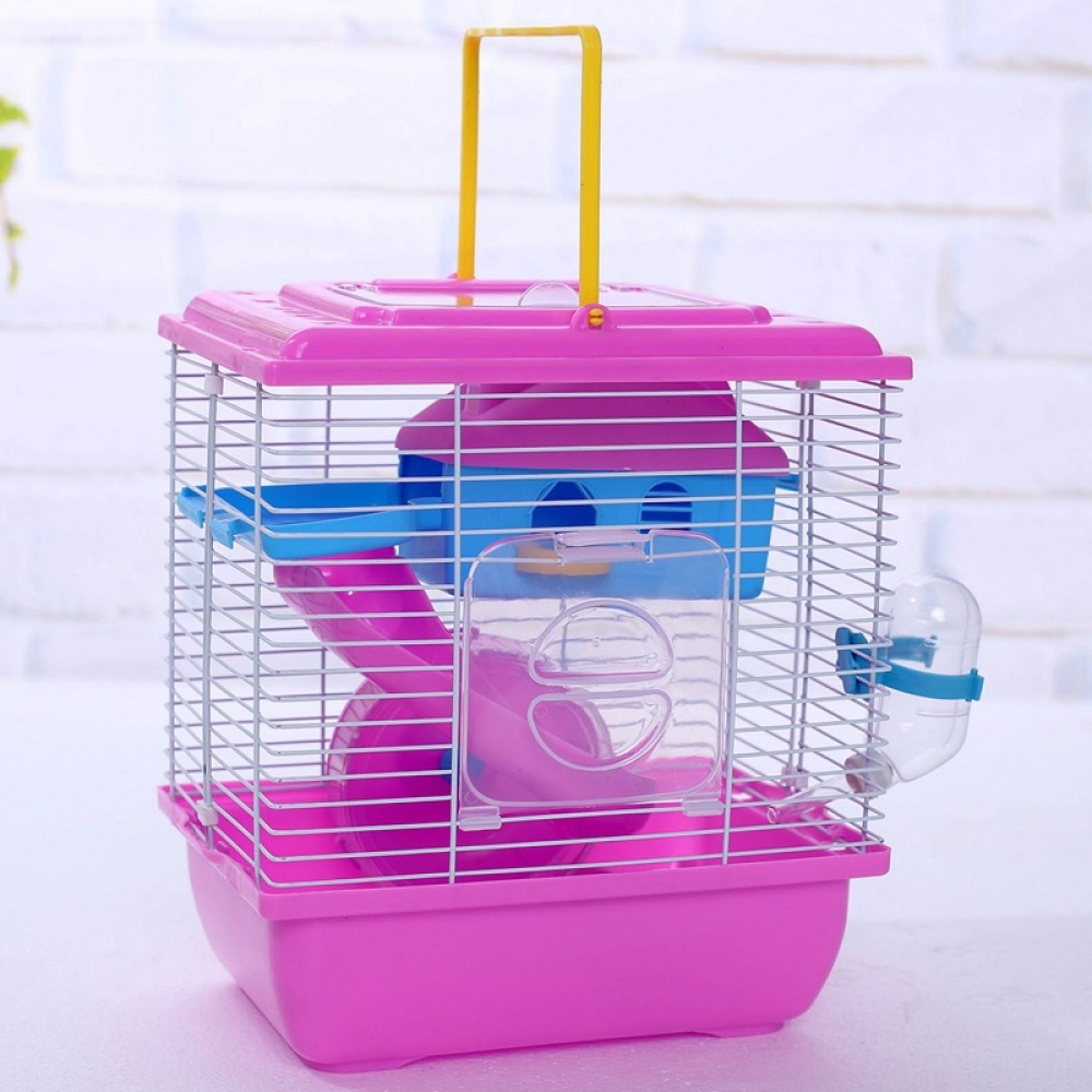 Pet Cage Hamster Cottage with Transparent Skylight Double Layer House for Golden red_L - Image 2