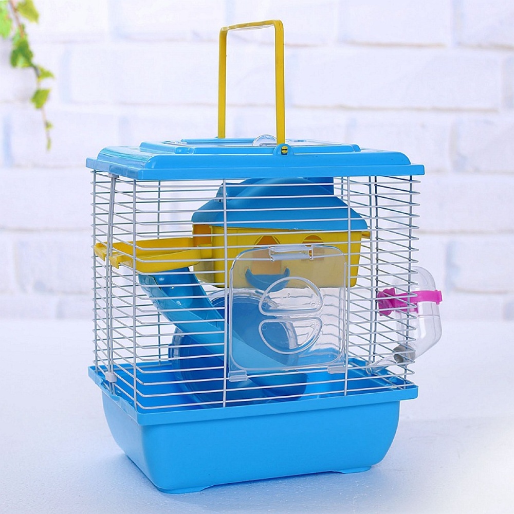 Pet Cage Hamster Cottage with Transparent Skylight Double Layer House for Golden red_L - Image 3