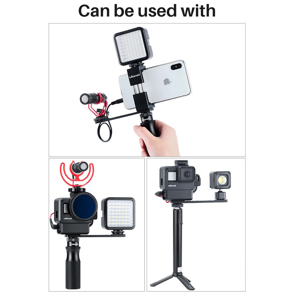 ULANZI PT-7 Cold Shoe Stand Bracket Vlogging Microphone Extension Plate with 1/4'' Tripod Screw for iPhone GoPro Sony black - Image 2