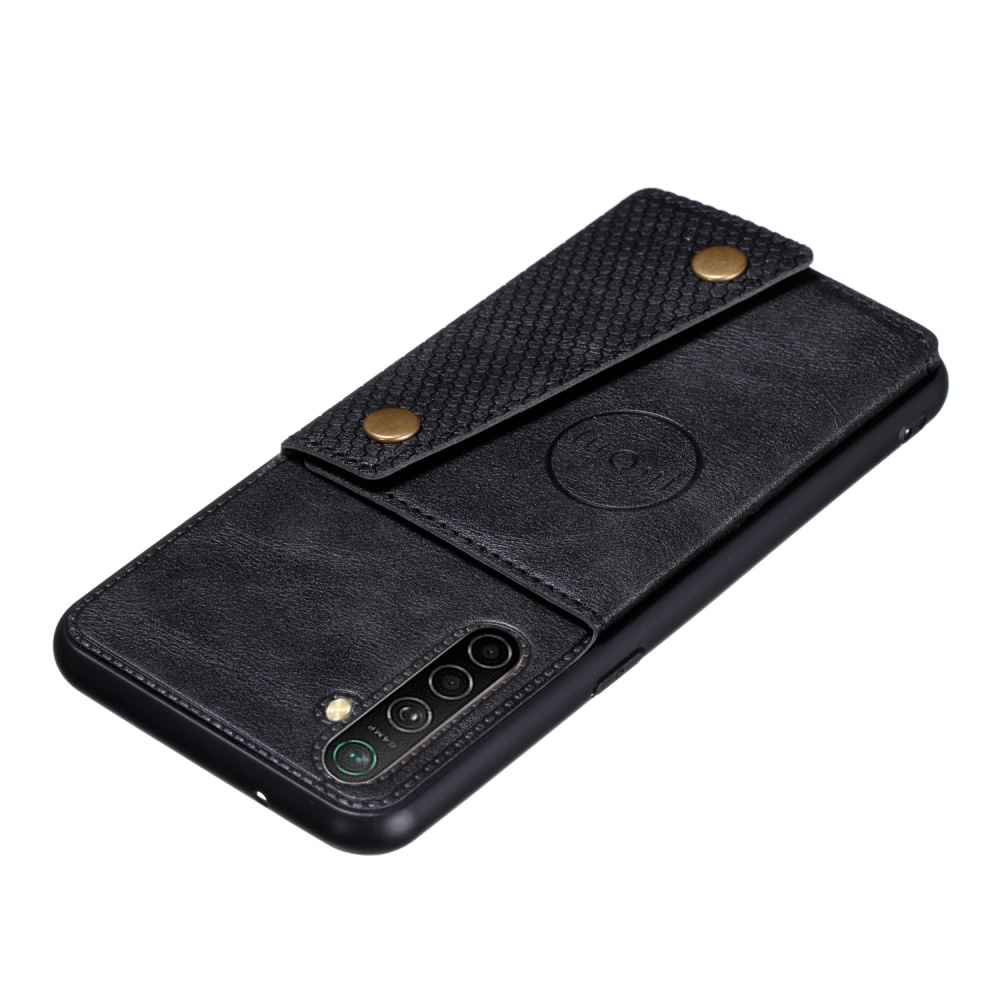 For OPPO A9 2020/Realme XT/Reno 2 Mobile Phone Shell Classic Textured Pattern Buckle Closure Design Anti-fall Smartphone Case black - Image 2