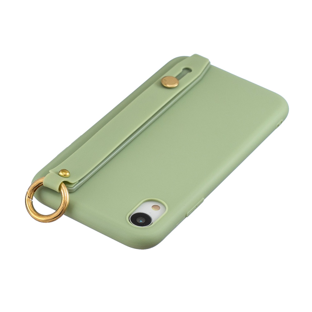 For VIVO V15 Simple Solid Color Chic Wrist Rope Bracket Matte TPU Anti-scratch Non-slip Protective Cover Back Case 10 beans green - Image 2