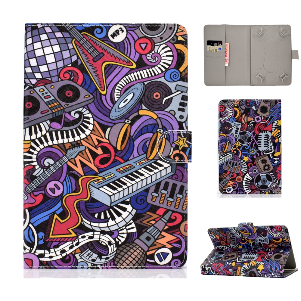 Universal Laptop Protective Case 7Inches Color Painted PU Cover with Front Snap Graffiti - Image 2