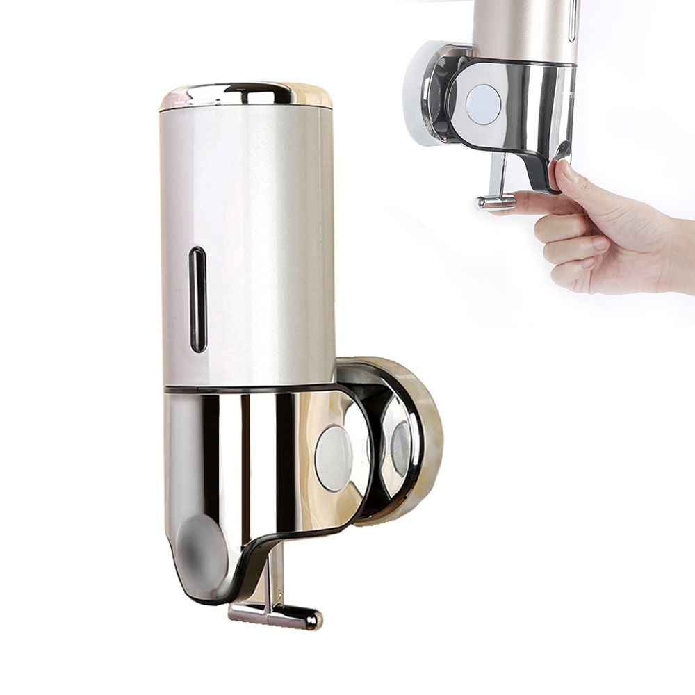 Wall Mount 500ml Soap Dispenser Plastic Liquid Container Hand Stainless Steel Silver