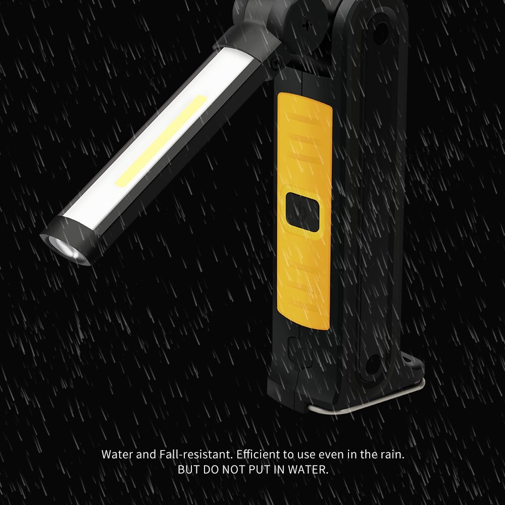 360 Degree Folding USB Charging COB LED Highlight Working Flashlight for Emergency yellow - Image 3