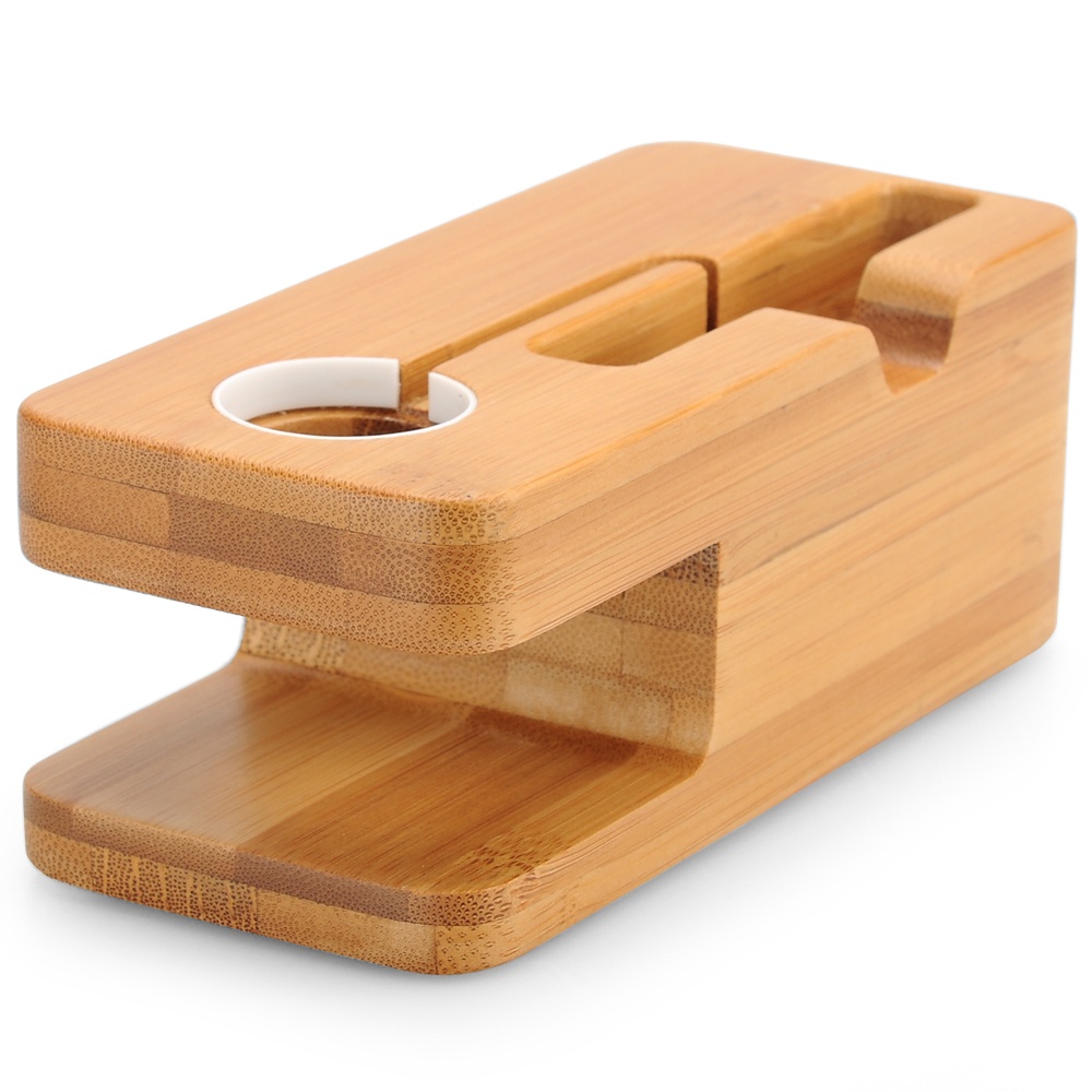 Bamboo Wood Stand for iPhone and Apple Watch - For All And - Image 2