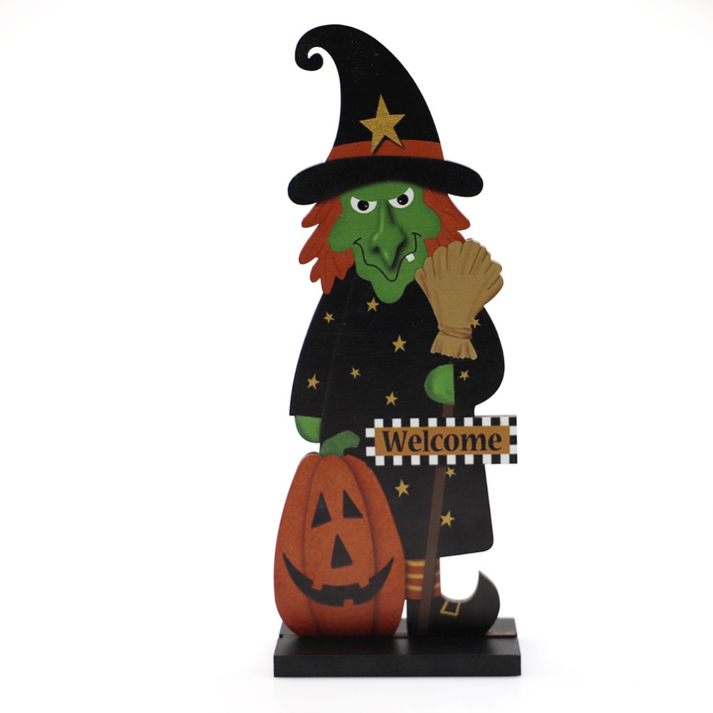 Wooden Decoration Halloween Pumpkin Man Witch Home Table Crafts JM02004