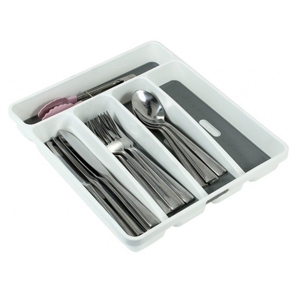 Gray Cutlery Tray Storage Box Drawer Divider for Kitchen Closet Organize gray