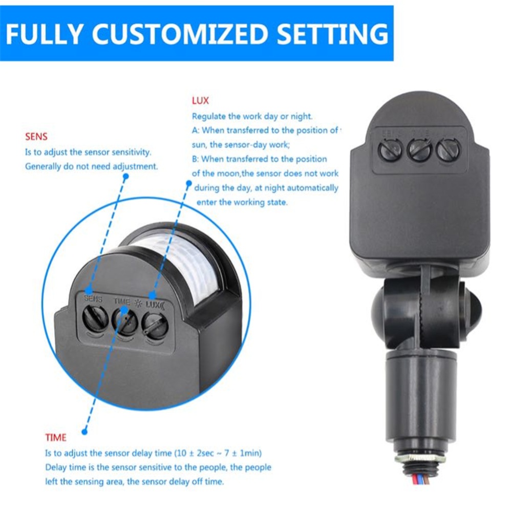 12V Infrared Sensor Switch Body Motion Detector Wide Sensitive Range Practical Wall Light black