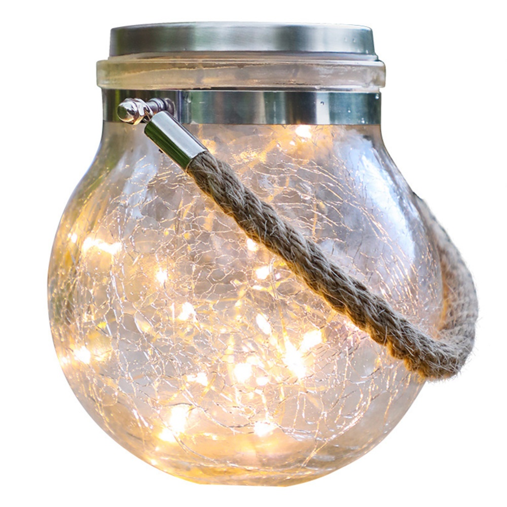 LED Solar Christmas Lights Crack Pattern Ball Glass Jar Lamp Outdoor Garden Decoration Tree Stars Copper Wire Single pack solar crack ball l - Image 3