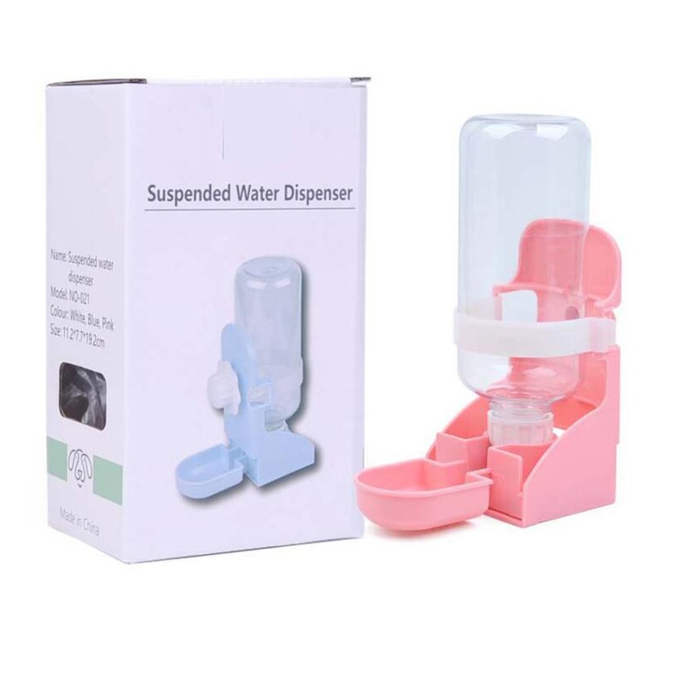 Pet Drinker Water Bottle Dispenser Feeder Dove Rabbit Cat Dog Hanging Drinking Fountain 350ml_Pink