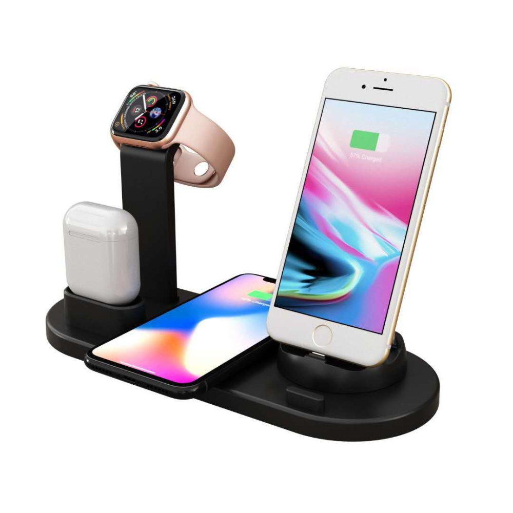 3 in1 Rotatable Wireless Charger Stand for iPhone Airpods Multi Function Charging black - Image 2