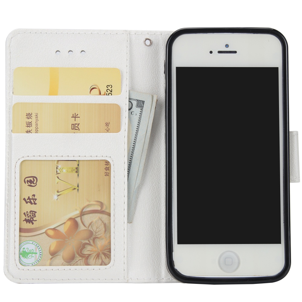 Ultra Slim PU Full Protective Cover Non-slip Shockproof Cell Phone Case with Card Slot for iPhone 5G/5S/5SE Golden - Image 2