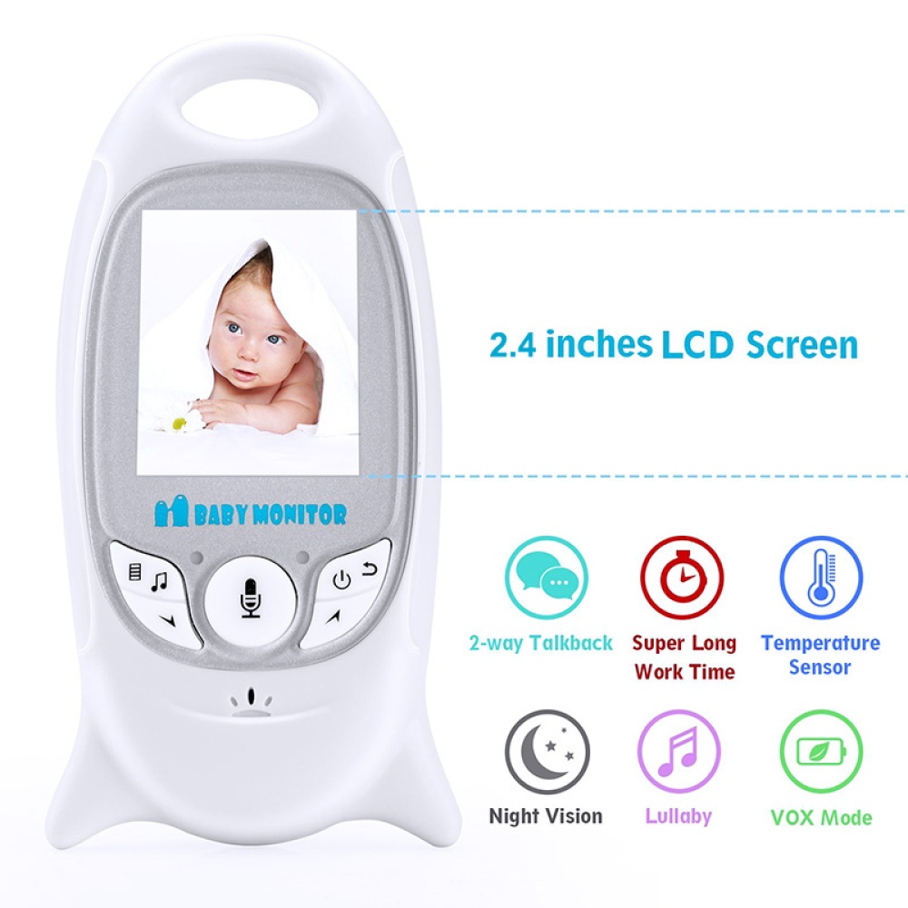 Wireless Baby Monitor - Temperature Monitor, Night Vision, Lullabies, 2.4 Inch Screen, Two-way Audio - Image 2