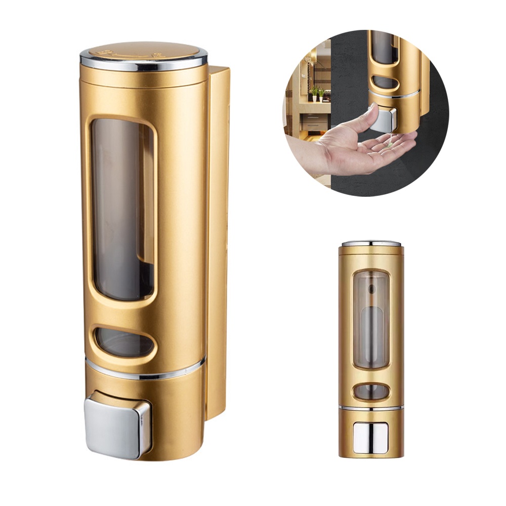 400ml Large Capacity Pressing Abs Plastic Wall Mount Liquid Hand Soap Dispenser Golden