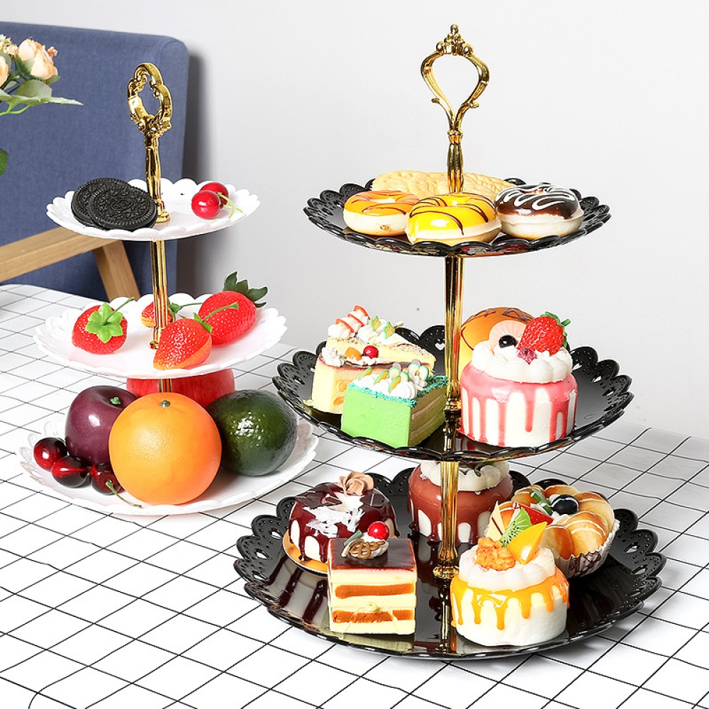 3 Layers Vegetable Fruits Plate Cake Dessert Stand for Wedding Birthday Party 2# - Image 3