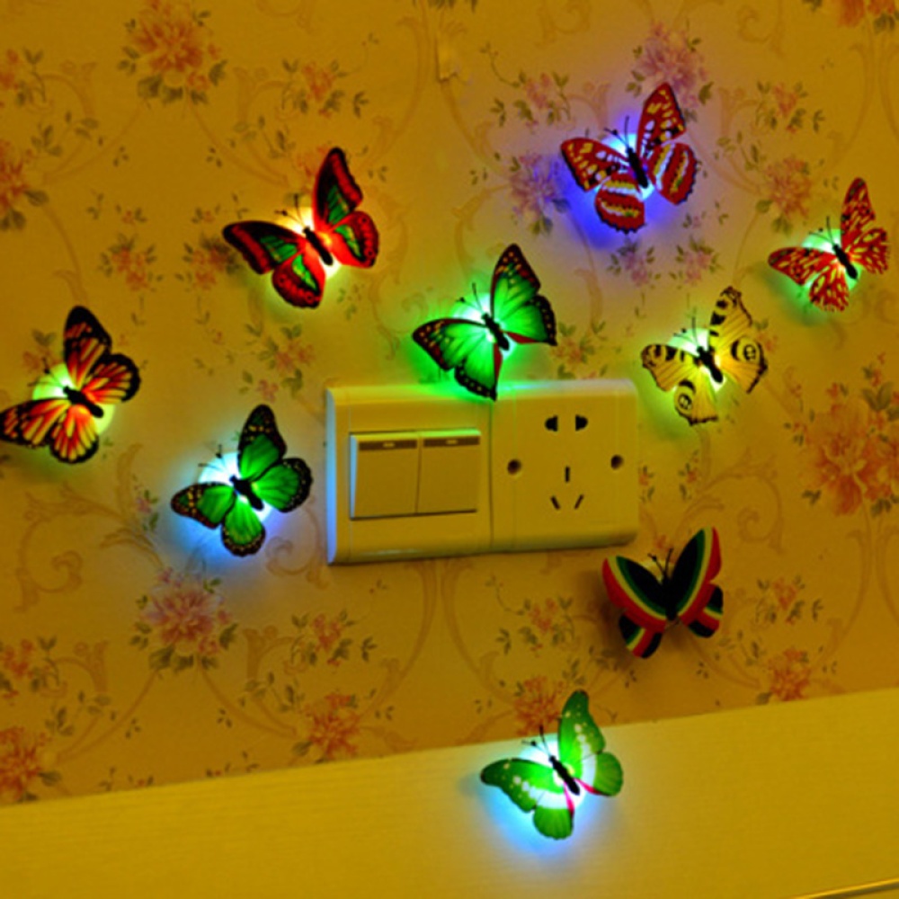 Creative Colorful Butterfly LED Stick-Anywhere Night Light Lamp Random Style