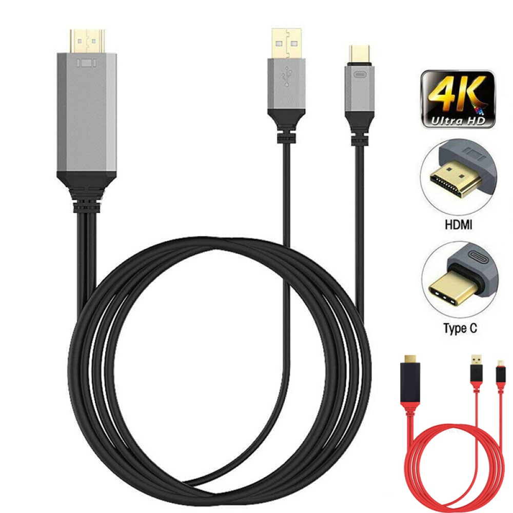 USB Type C to HDMI HDTV AV TV Cable Adapter for Samsung Galaxy S8 S9 S10 red - Image 2