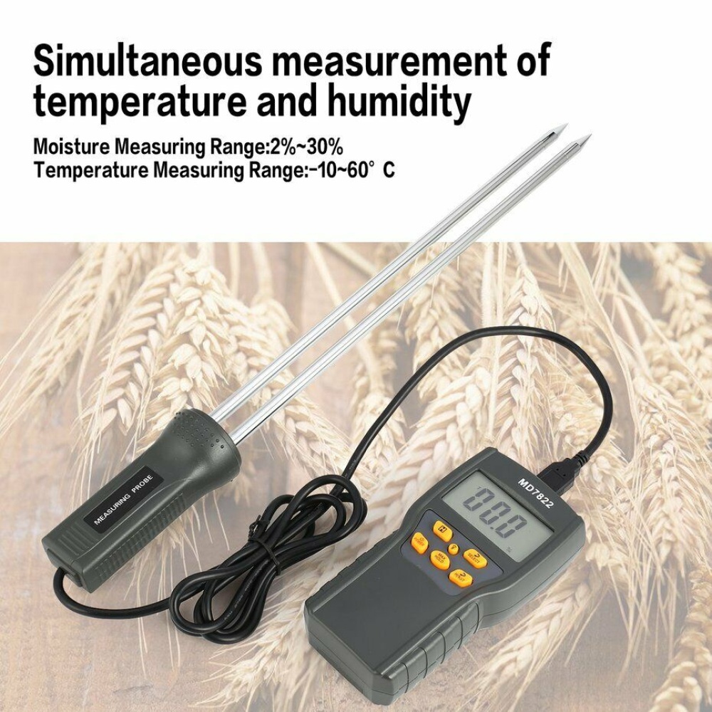 MD7822 Digital Grain Moisture Meter Temperature Thermometer Humidity Tester(No Power)