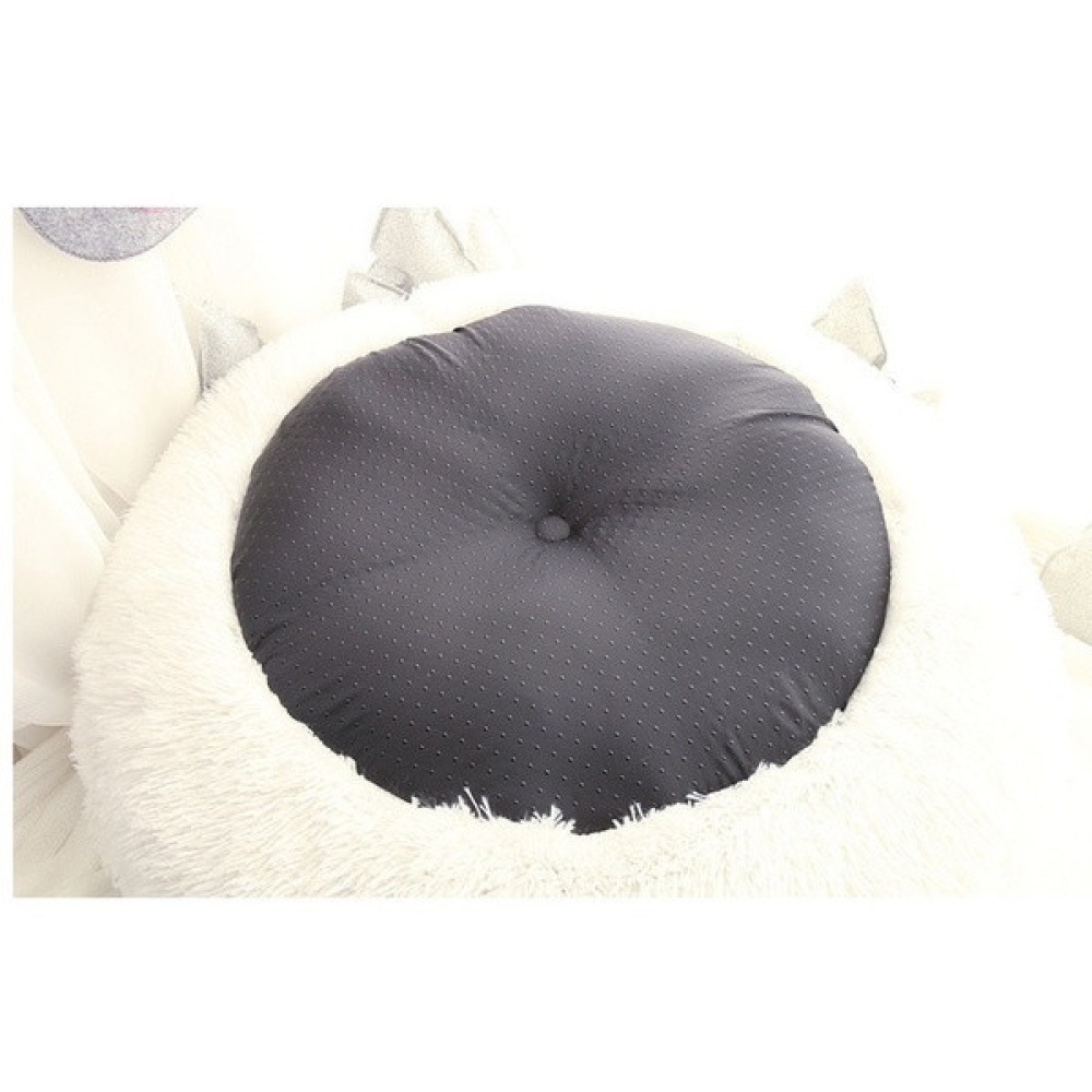 Cute Round Macarons Shape Long Plush Pet Nest for Cat Dog Sleeping Milky white_small - Image 3