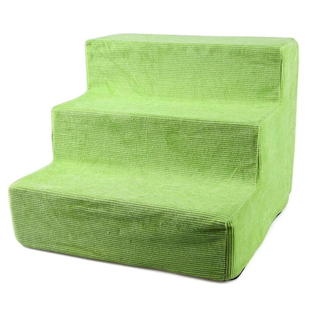 Pet Dog Cat 3 Steps Ladder Stairs Anti-slip Removable Bed Products green