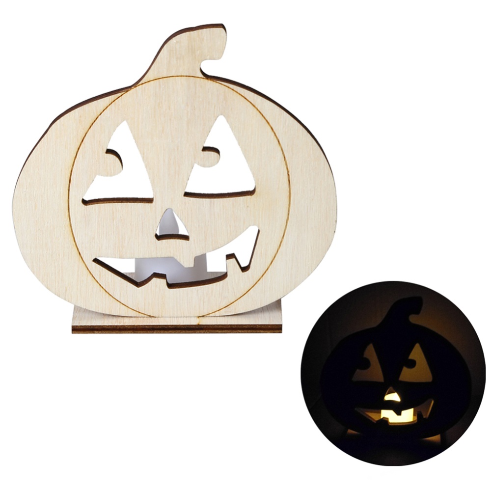 Wooden Skull/Pumpkin/Cat Shape LED Candle Light Decoration for Home Craft pumpkin