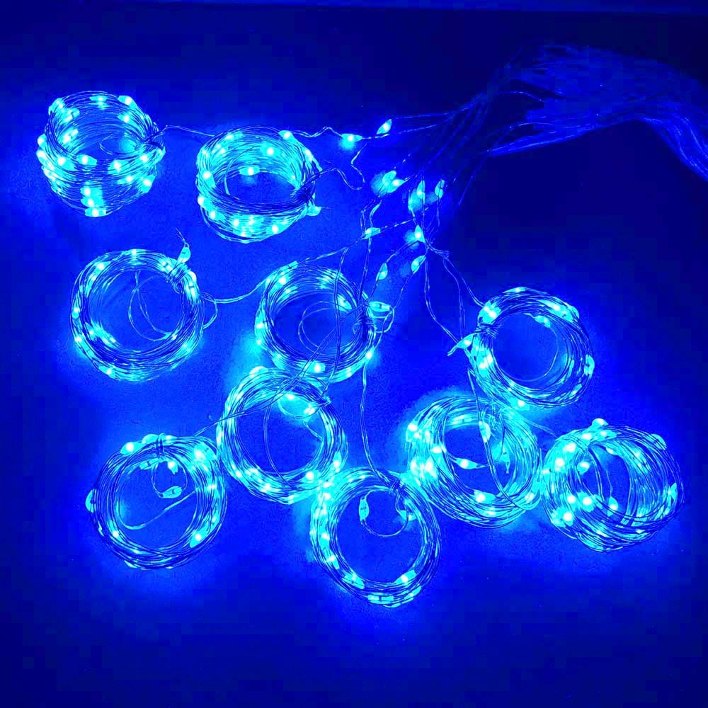 Twinkle Star 300 LED Window Curtain String Light Wedding Party Home Wall Decorations, Warm White blue