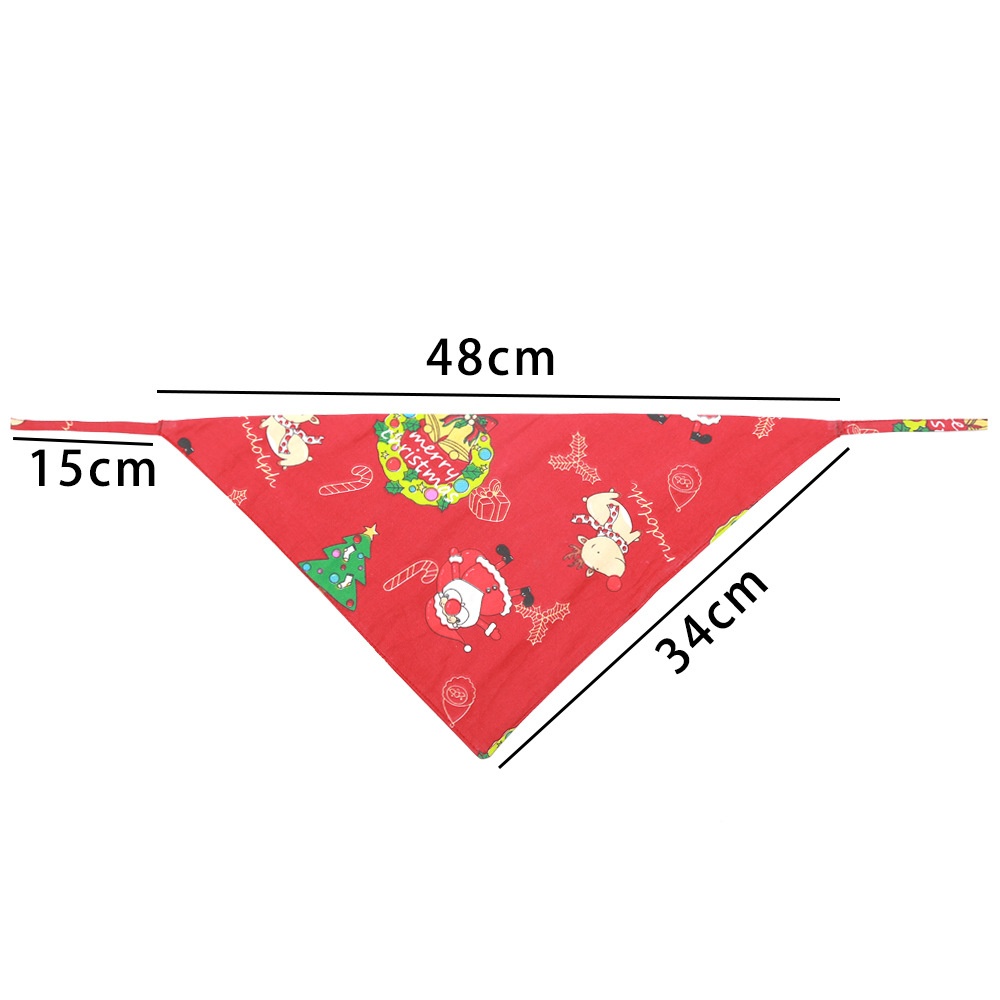 Pet Triangle Shaped Towel Christmas Xmas Puppy Saliva Cat Dog Collar Style 2 green - Image 2