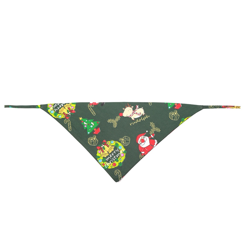 Pet Triangle Shaped Towel Christmas Xmas Puppy Saliva Cat Dog Collar Style 2 green - Image 3