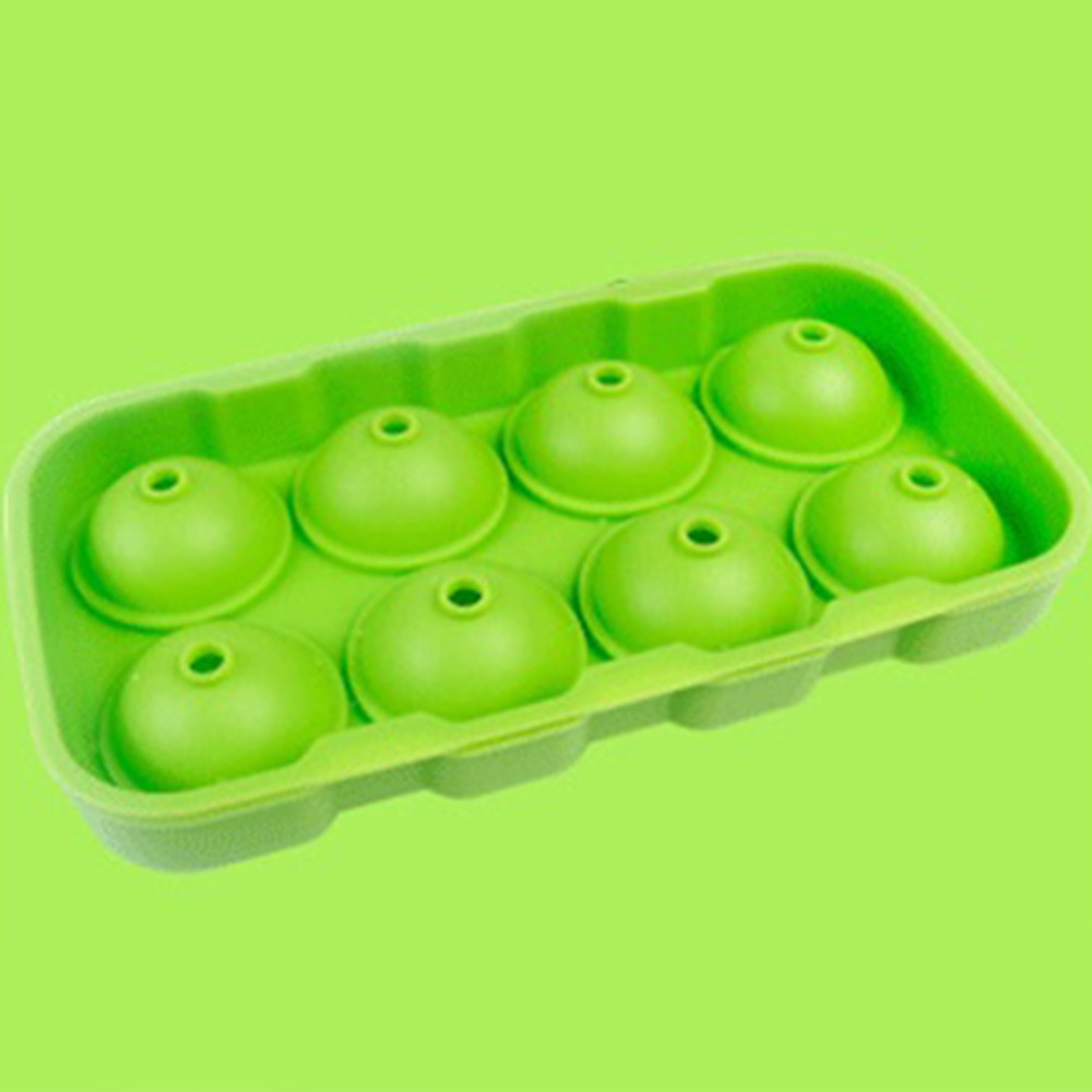 8 Cavities Ice Balls Maker Round Silicone Tray Mold for Pudding Mousse Jelly green_green - Image 3