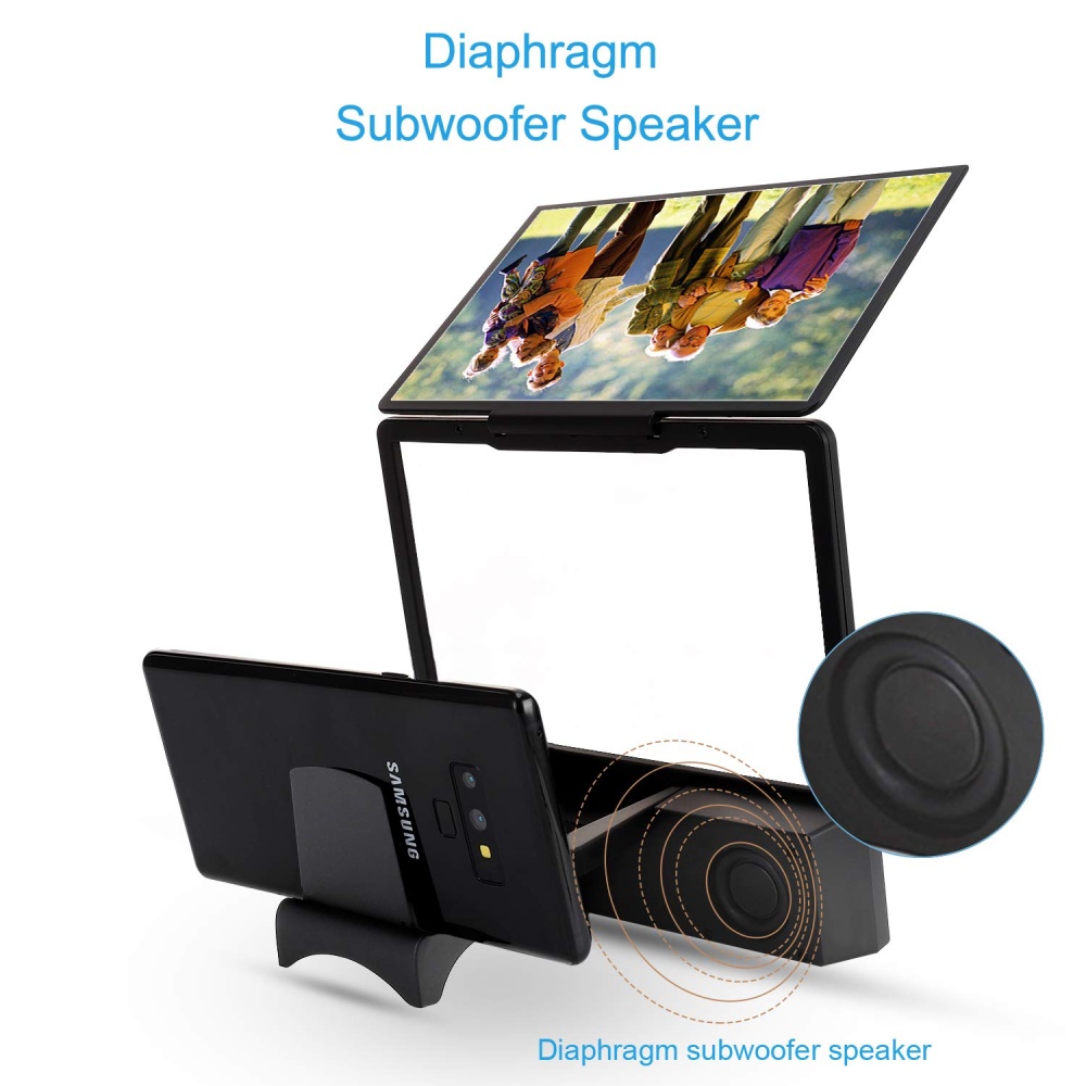 L8 Screen Magnifier 3D Smartphone Movies Amplifier with Bluetooth Speaker HD Protable Phone Video Projector Foldable Cellphone Stand black_8 - Image 2