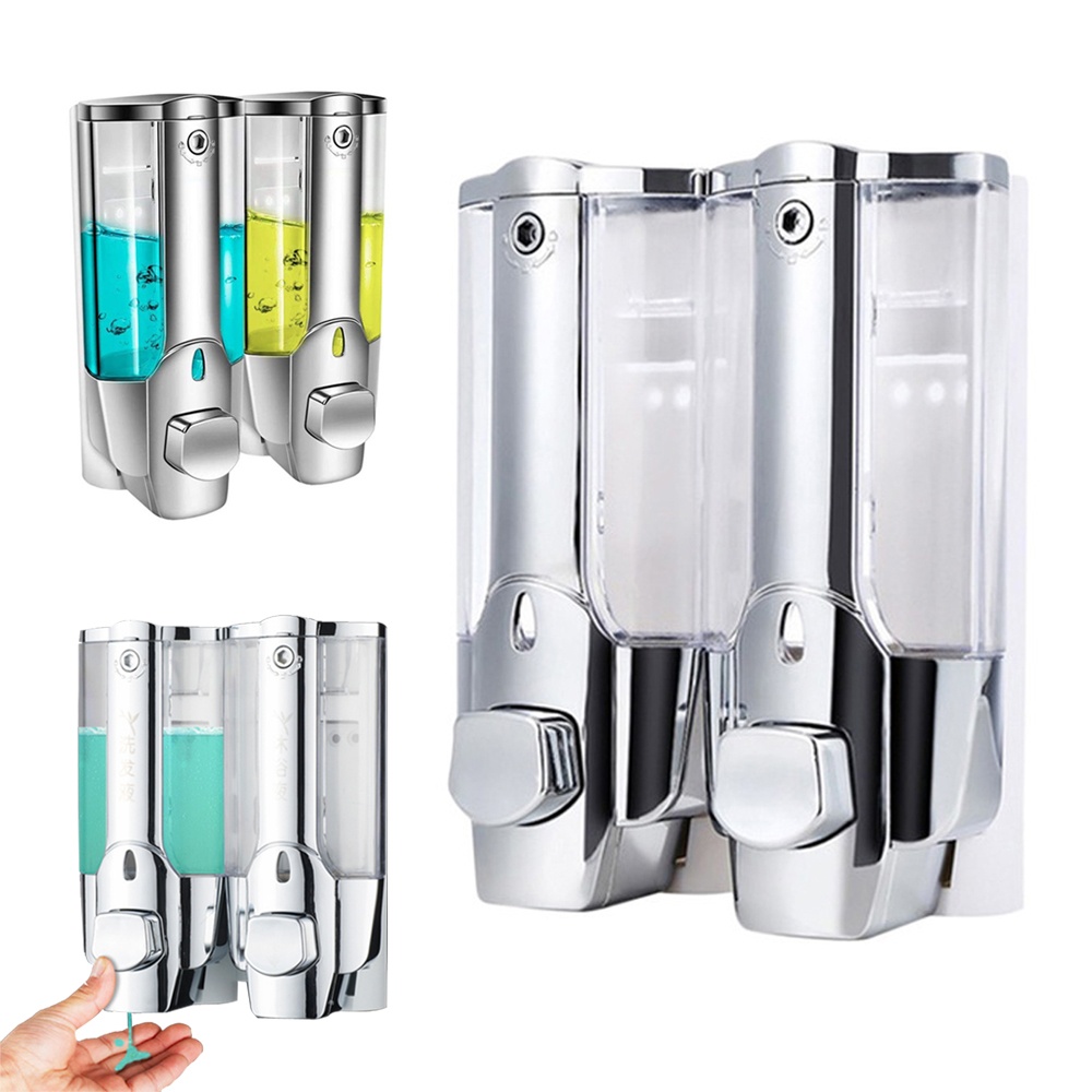 700ML Hand Soap Dispenser Wall Mount Shower Liquid Dispensers Containers with Lock for Bathroom Washroom Pump Silver
