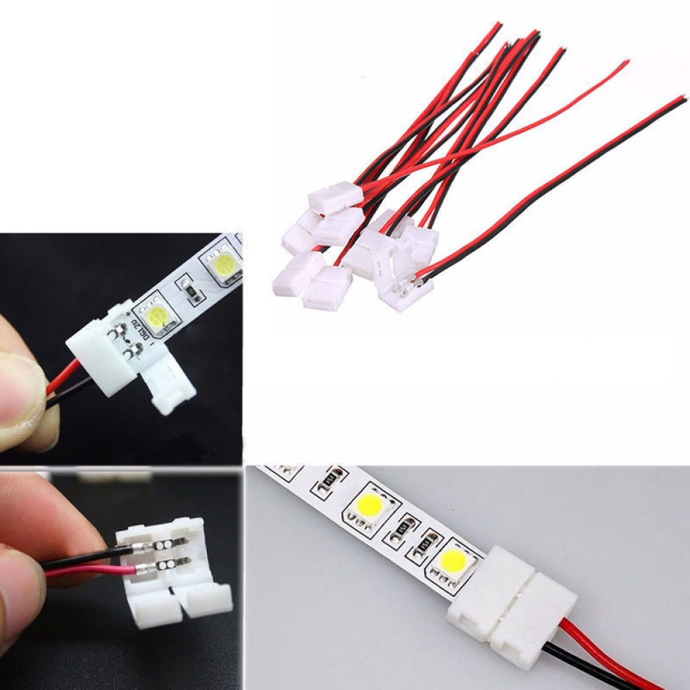 1pcs 8mm PCB Cable 2 Pin LED Strip Connector 3528/5050 Single Color Adapter - Image 2