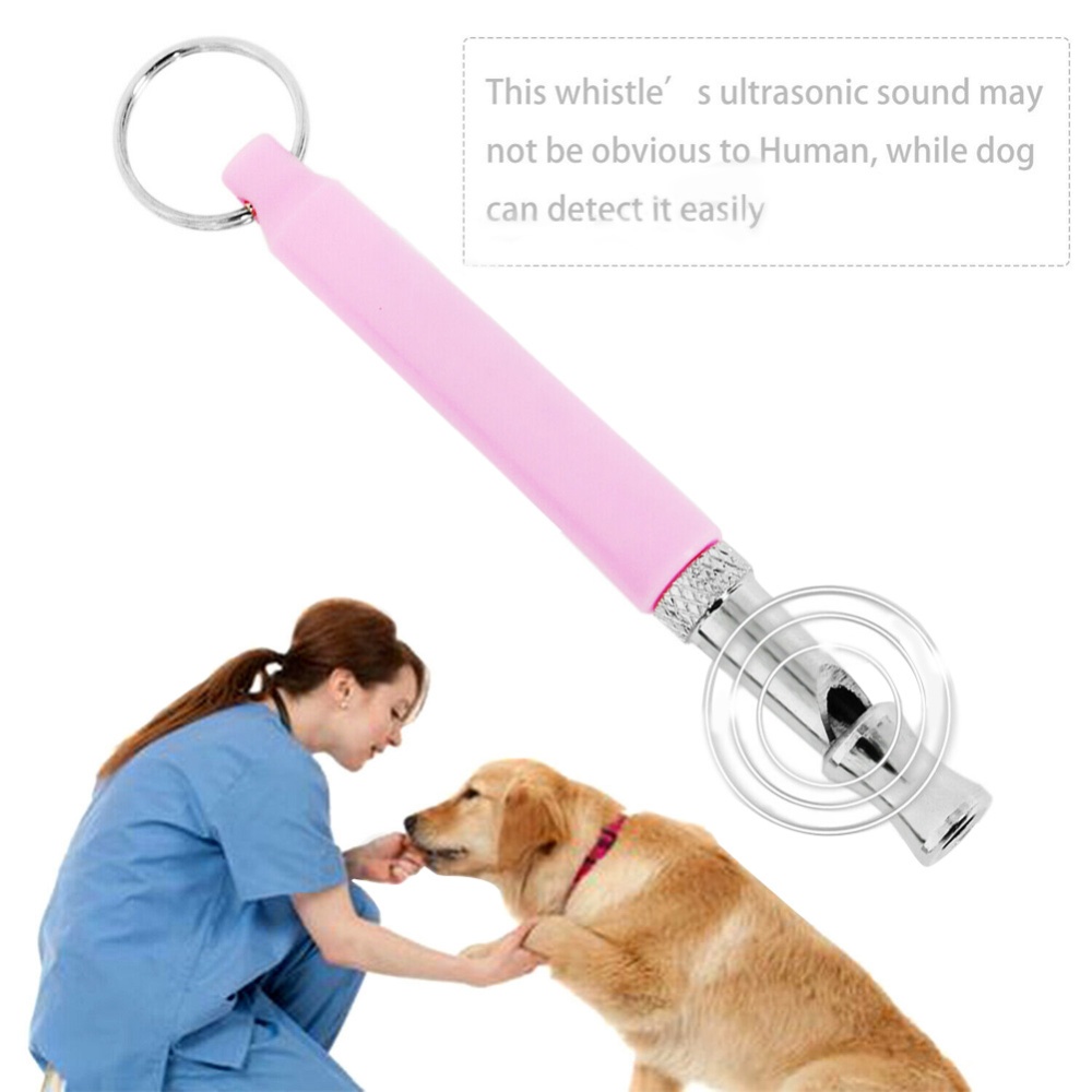 Dog Training Obedience Whistle for Pet Metal Ultrasonic Flute Pink