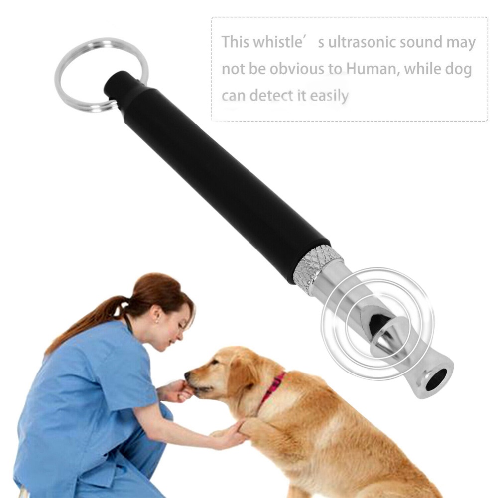 Dog Training Obedience Whistle for Pet Metal Ultrasonic Flute black