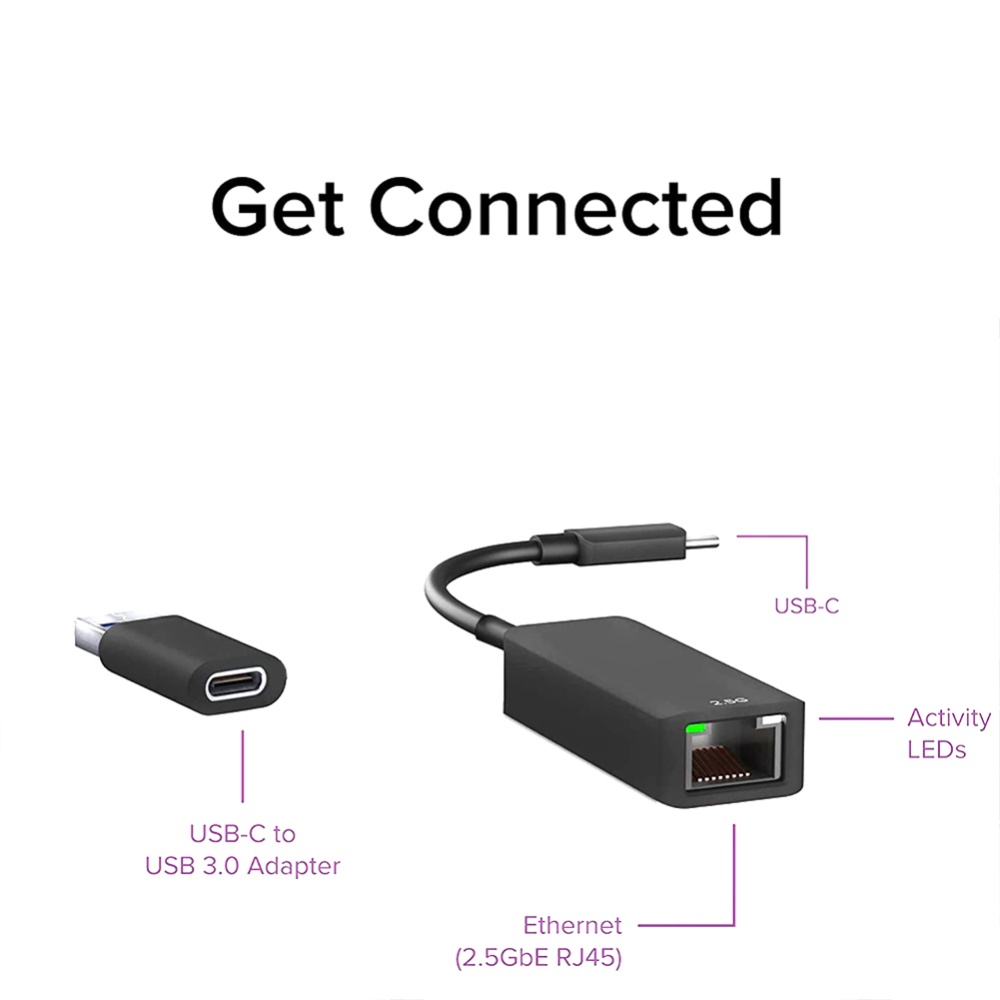 Metal 2-in-1 Type C Usb To 2500m Gigabit Lan Ethernet Cable Adapter Portable Connector Black - Image 3