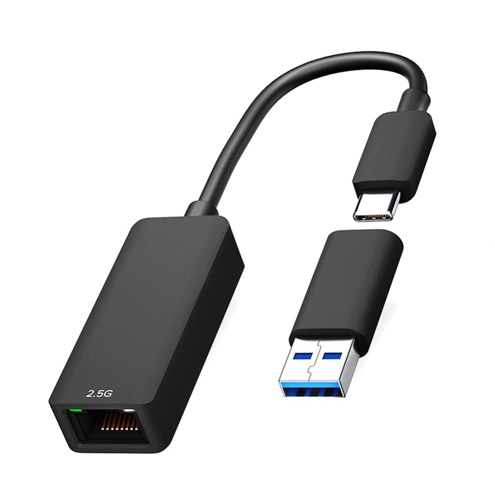 Metal 2-in-1 Type C Usb To 2500m Gigabit Lan Ethernet Cable Adapter Portable Connector Black - Image 2