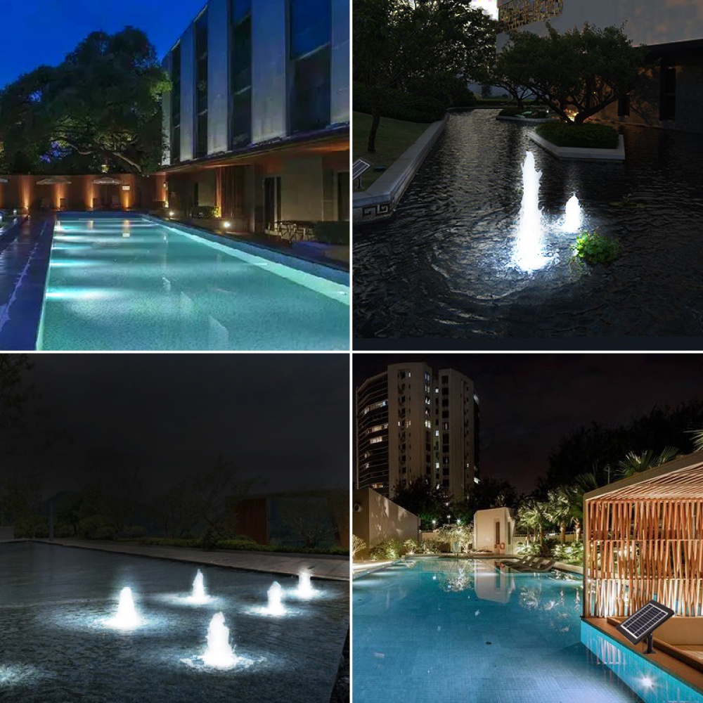 4-in-1 LED Lawn Light Solar Powered Bright Submersible Lamp Spotlight for Garden Pool White_4 in 1 - Image 3