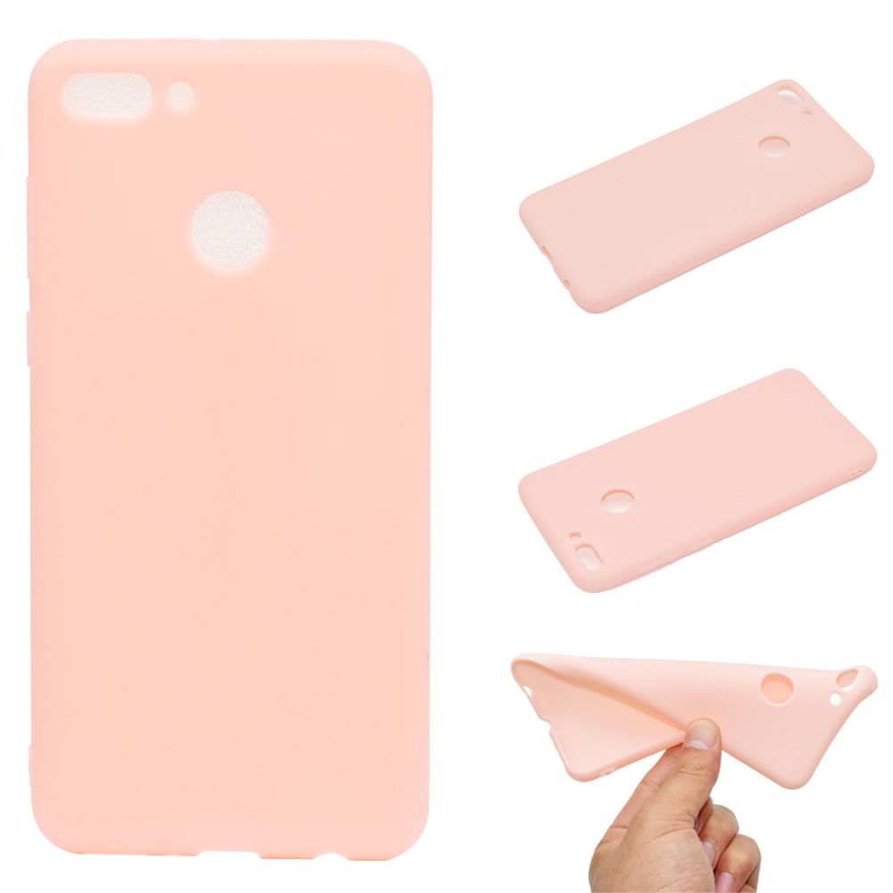 for HUAWEI Y9 2018 Lovely Candy Color Matte TPU Anti-scratch Non-slip Protective Cover Back Case red - Image 2