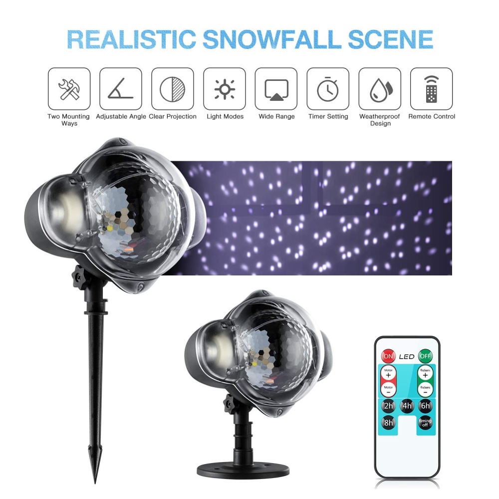 LED Waterproof Snowfall Effect Light Projector with Remote Control Snow Falling