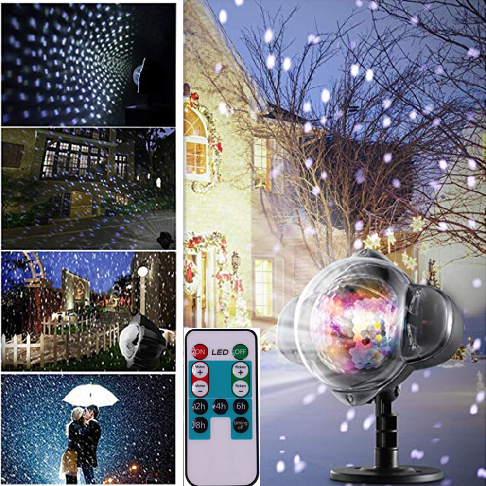 LED Waterproof Snowfall Effect Light Projector with Remote Control Snow Falling - Image 2