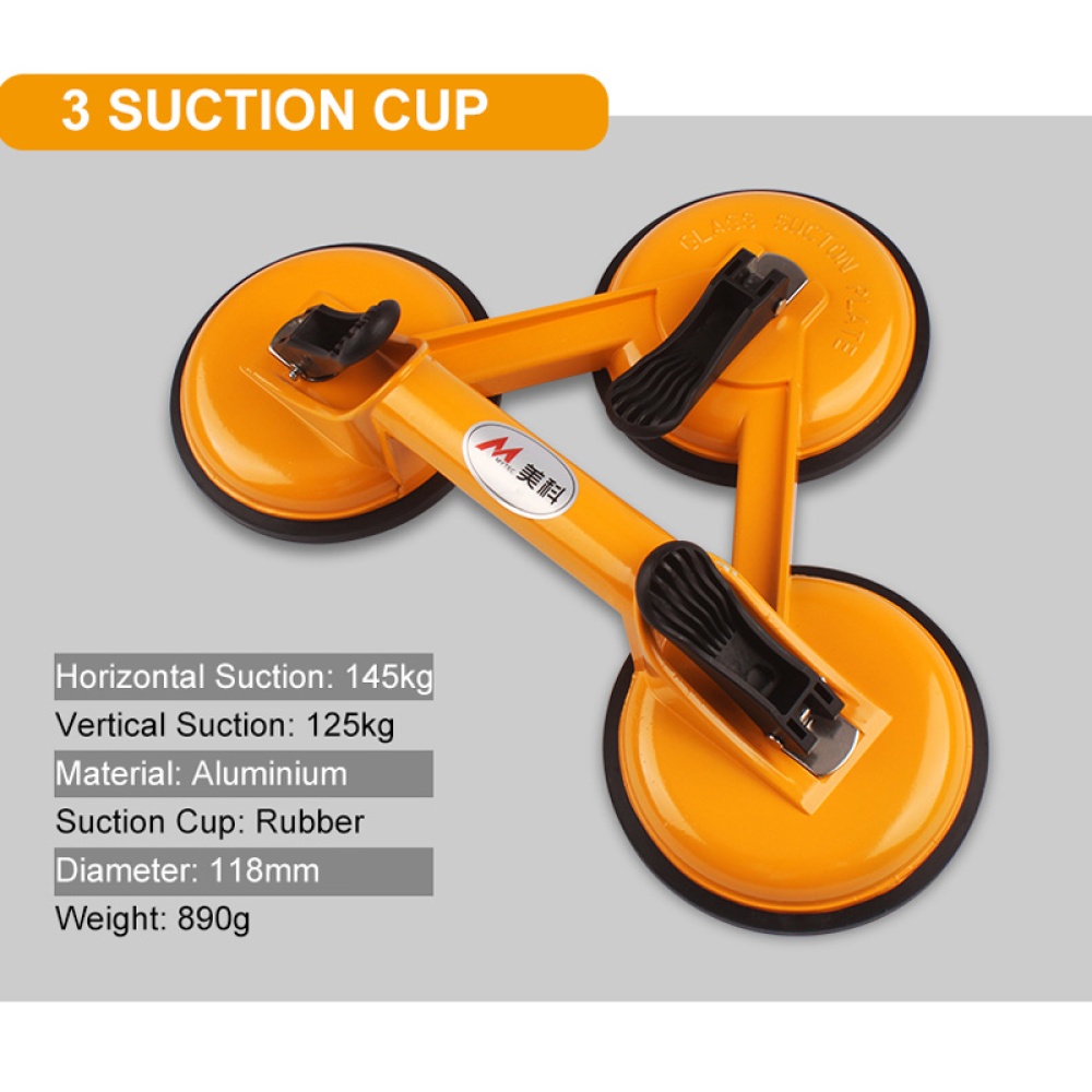 Aluminum Glass Sucker Tile Lifter Home Improvement Tool Yellow aluminum three-jaw glass suction cup