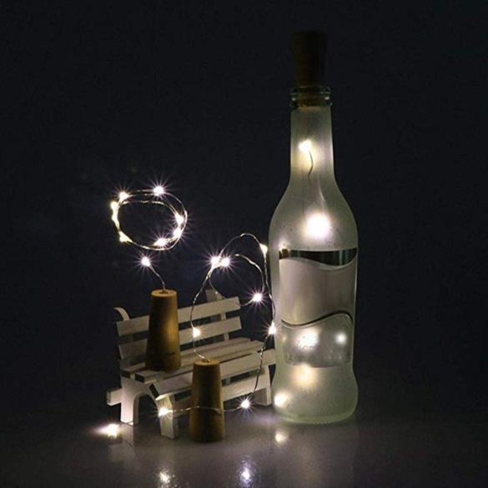 2M 20Pcs Christmas Colour Lamp Solar Wine Bottle Stopper lamp String Outdoors Waterproof Copper Wire White_Solar 2m 20 light - Image 2