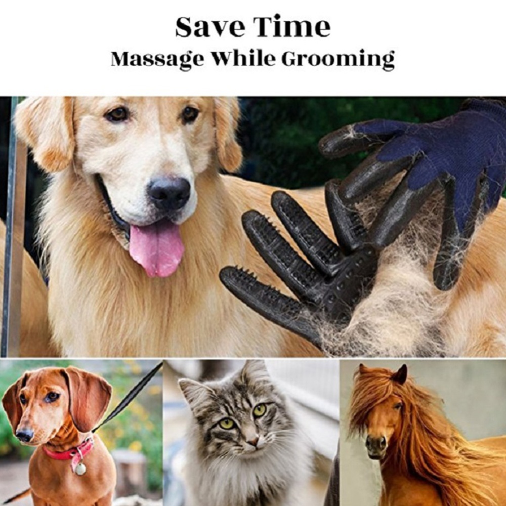 Massage Grooming Glove for Pet Dogs Cats Hair Removing Bathing 10th_blue - Image 3